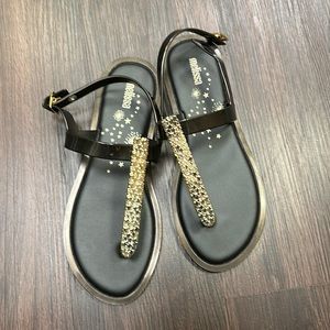 Melissa metallic thong with gold detail